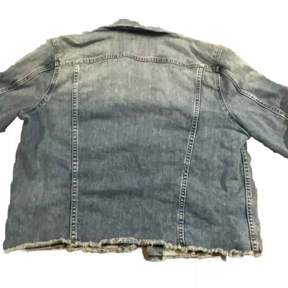 Lucky Brand Women's Small Denim The Tomboy Trucker Cut Off Jacket Size Large - Picture 2 of 4